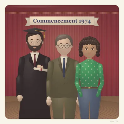 My college graduation, May 1974. Mom cried the whole time — with Thomas Joseph Halloran, Joseph Halloran and Eleanor Halloran