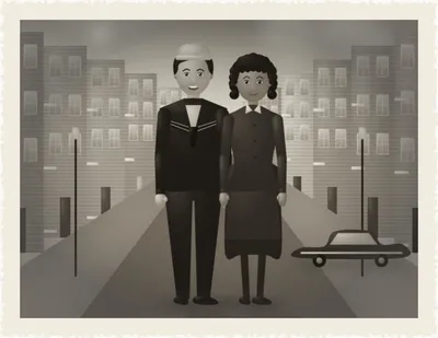 Dad came home in November '45 and went straight to Fall River in his uniform — with Joseph Halloran and Eleanor Halloran