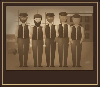 Great-grandpa Patrick (2nd from left) with his gang on Commercial Wharf, about 1895 — with Patrick Halloran