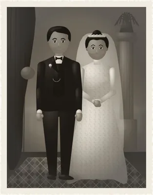 Vovô and Vovó on their wedding day, 1921 — with Manuel Costa