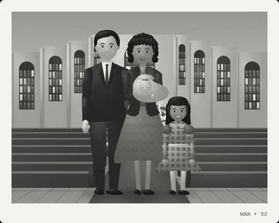 Tom's christening, St. Margaret's, March 1952 — with Joseph Halloran, Eleanor Halloran, Thomas Joseph Halloran and Catherine Delgado