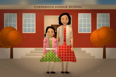 Susan's first day of school, 1961 — with Susan Halloran and Grace Park
