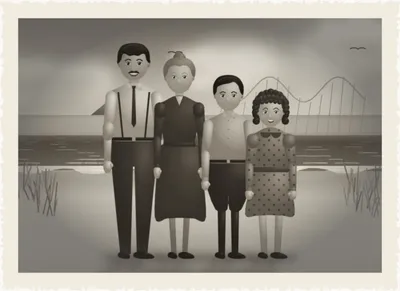 Revere Beach, summer 1932 — with John Patrick Halloran, Anna Halloran, Joseph Halloran and Margaret Brennan